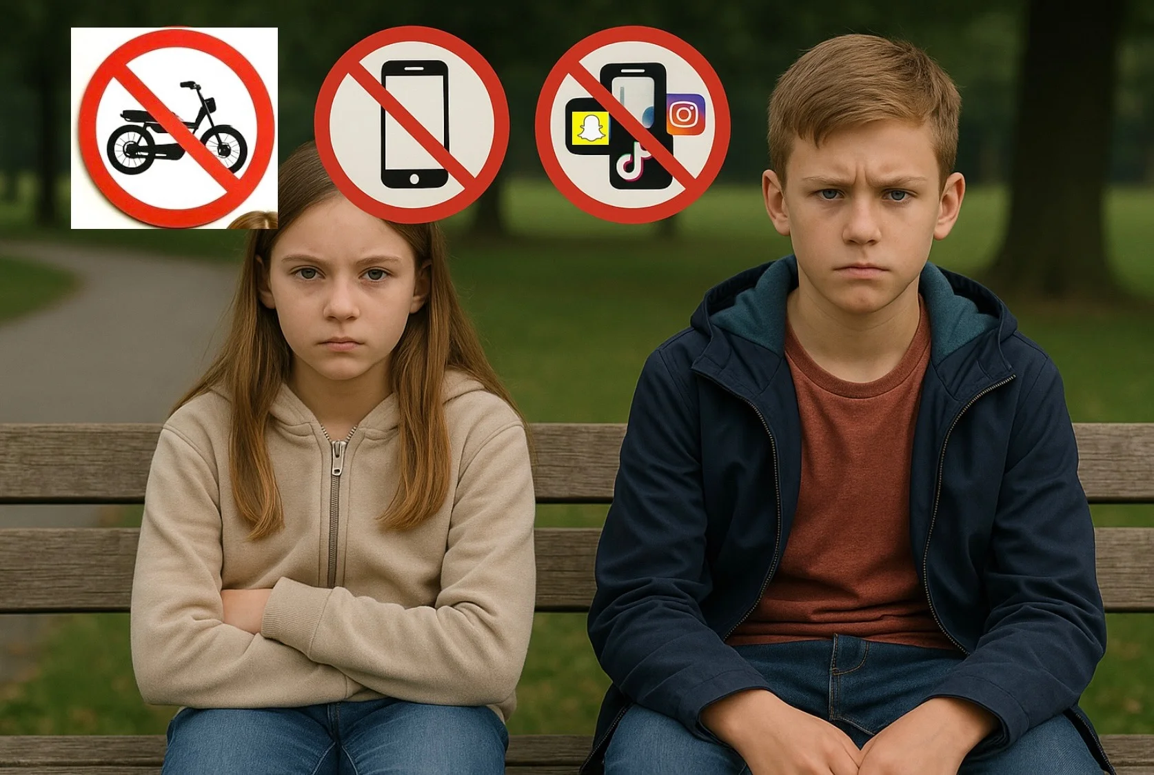 Jongen en meisje met drie stopborden